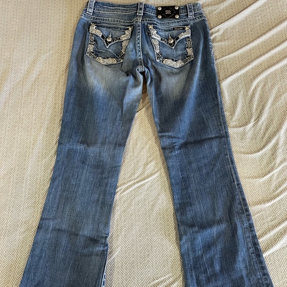 Miss Me Jeans Womens 30 Boot Bootcut Bling Embroidered Rhinestone Denim Stretch - Picture 2 of 10